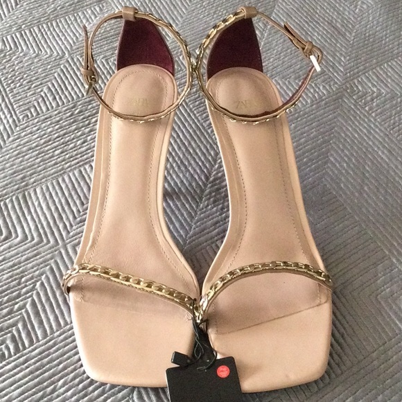 Zara size 10 (EU 41) tan leather sandals with high heels for women - Picture 2 of 9